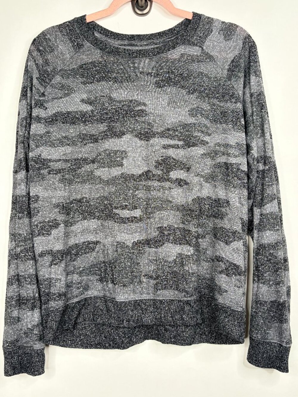 2/$30 Lucky Brand Hacci Camo Crew Neck Sweater Grey Multi Large #A4438 - Picture 7 of 14